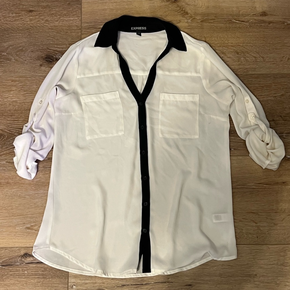 Express White and Black button down Shirt